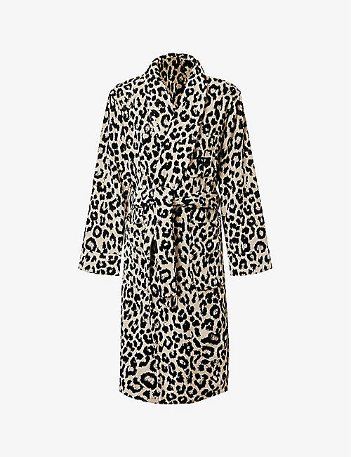 TOM FORD: Leopard-print brand-embroidered relaxed-fit cotton-terry robe