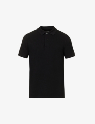 Shop Tom Ford Mens Black Straight-hem Regular-fit Cotton-piqué Polo Shirt