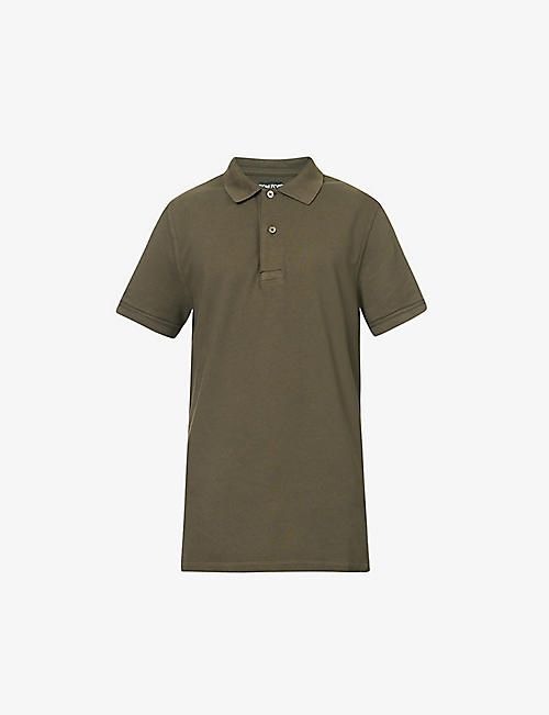 TOM FORD: Brand-embroidered short-sleeved regular-fit cotton-piqué polo shirt