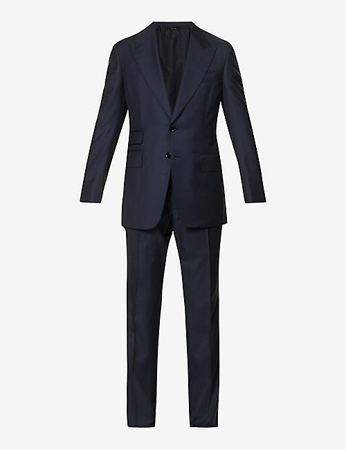 TOM FORD: Single-breasted double-vent Shelton-fit wool-blend suit