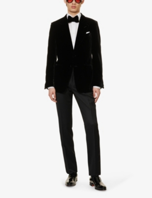 Shop Tom Ford Men's Black Shelton Notched-lapel Regular-fit Velvet Tuxedo Jacket