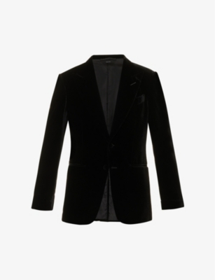 Shop Tom Ford Men's Black Shelton Notched-lapel Regular-fit Velvet Tuxedo Jacket