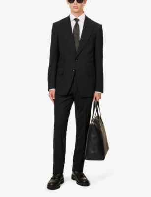 Shop Tom Ford Men's Black Single-breasted Vented-back Shelton-fit Stretch-wool Suit