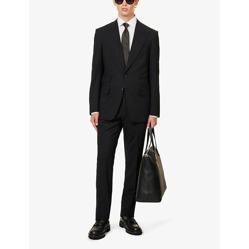 Shop Tom Ford Single-breasted Vented-back Shelton-fit Stretch-wool Suit In Black