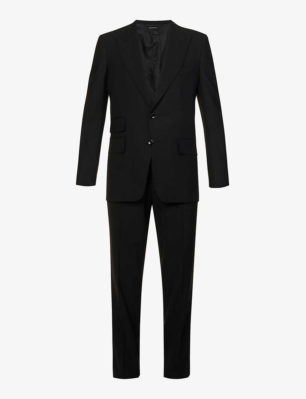 Tom Ford Mens Black Single-breasted Vented-back Shelton-fit Stretch-wool Suit