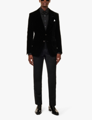Tom Ford Mens Black Pleated-bib Slim-fit Cotton Shirt In Black