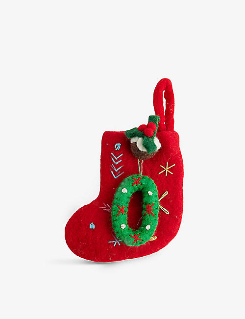 SELFRIDGES EDIT: Alphabet mini wool stocking Christmas decoration 13cm