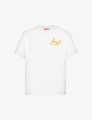 Kenzo Mens Off White Logo-print Short-sleeved Cotton-jersey T-shirt
