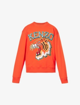 Kenzo Mens Medium Red Tiger Varsity Brand embroidered Relaxed fit