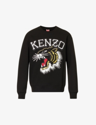 KENZO Black Green Contrast Tiger Head T-shirt for Men