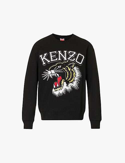 KENZO: Tiger Varsity brand-embroidered relaxed-fit cotton-jersey sweatshirt