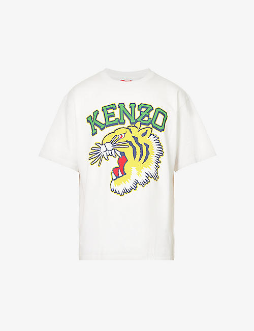 KENZO: Tiger Varsity brand-print boxy-fit cotton-jersey T-shirt