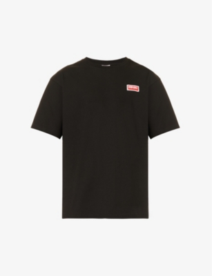 Shop Kenzo Mens Jersey Black Logo-print Crewneck Cotton-jersey T-shirt