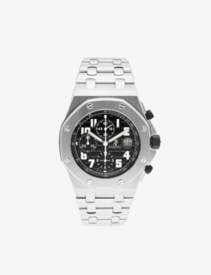 Bucherer Certified Pre Owned Bucherer Certified  Mens Black Pre-loved Audemars Piguet Royal Oak Offshore Stainless-steel