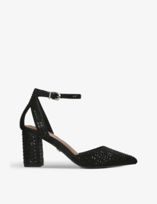 CARVELA: Kallie crystal-embellished woven heeled courts