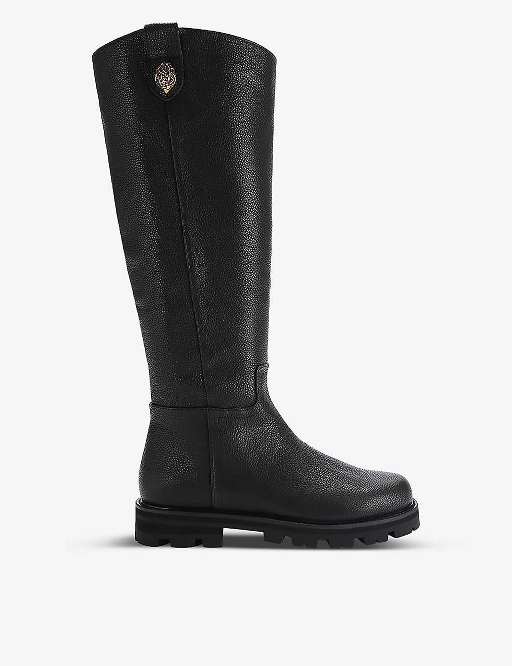 Kurt Geiger London Womens Black Carnaby Riding Eagle Head-embellished Leather Knee-high Boots