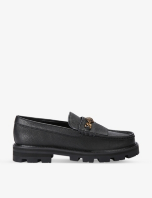 KURT GEIGER LONDON: Carnaby eagle-head embellished leather loafers