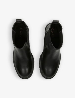 CARVELA COMFORT: Mega logo-plaque leather heeled ankle boots
