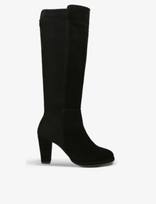 Carvela Comfort Addison Round-toe Suede Heeled Ankle Boots In Black