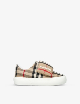 BURBERRY: James check-print low-top cotton trainers 2-5 years