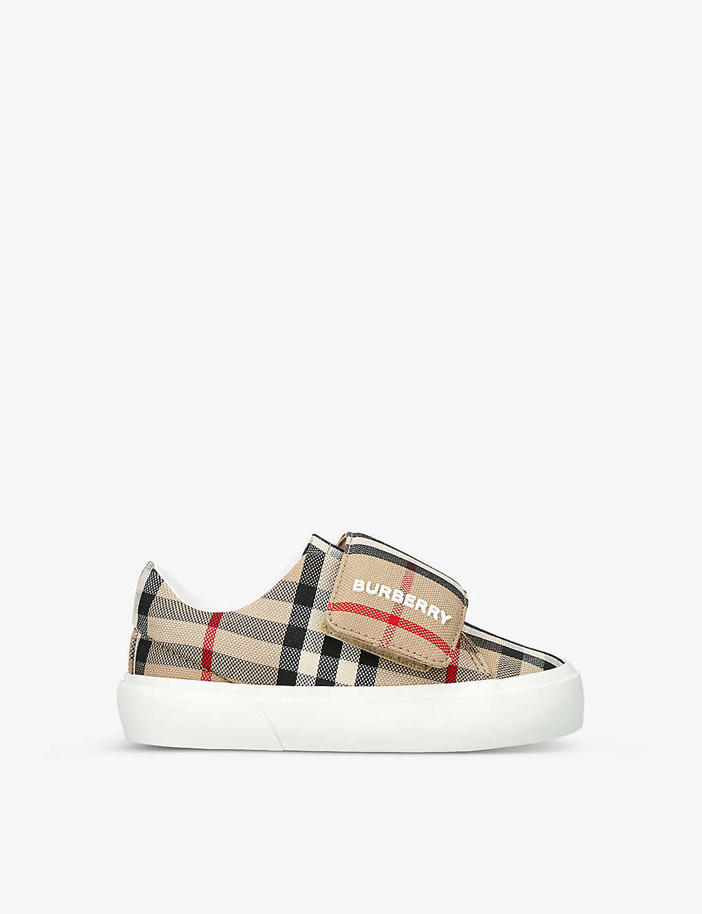 Burberry Boys Beige Kids James Check-print Low-top Cotton Trainers 2-5 Years