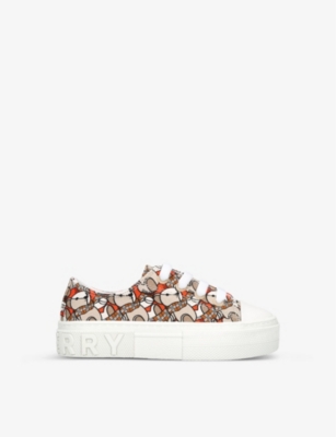 BURBERRY: Jack monogram-print cotton-canvas low-top trainers 3 years