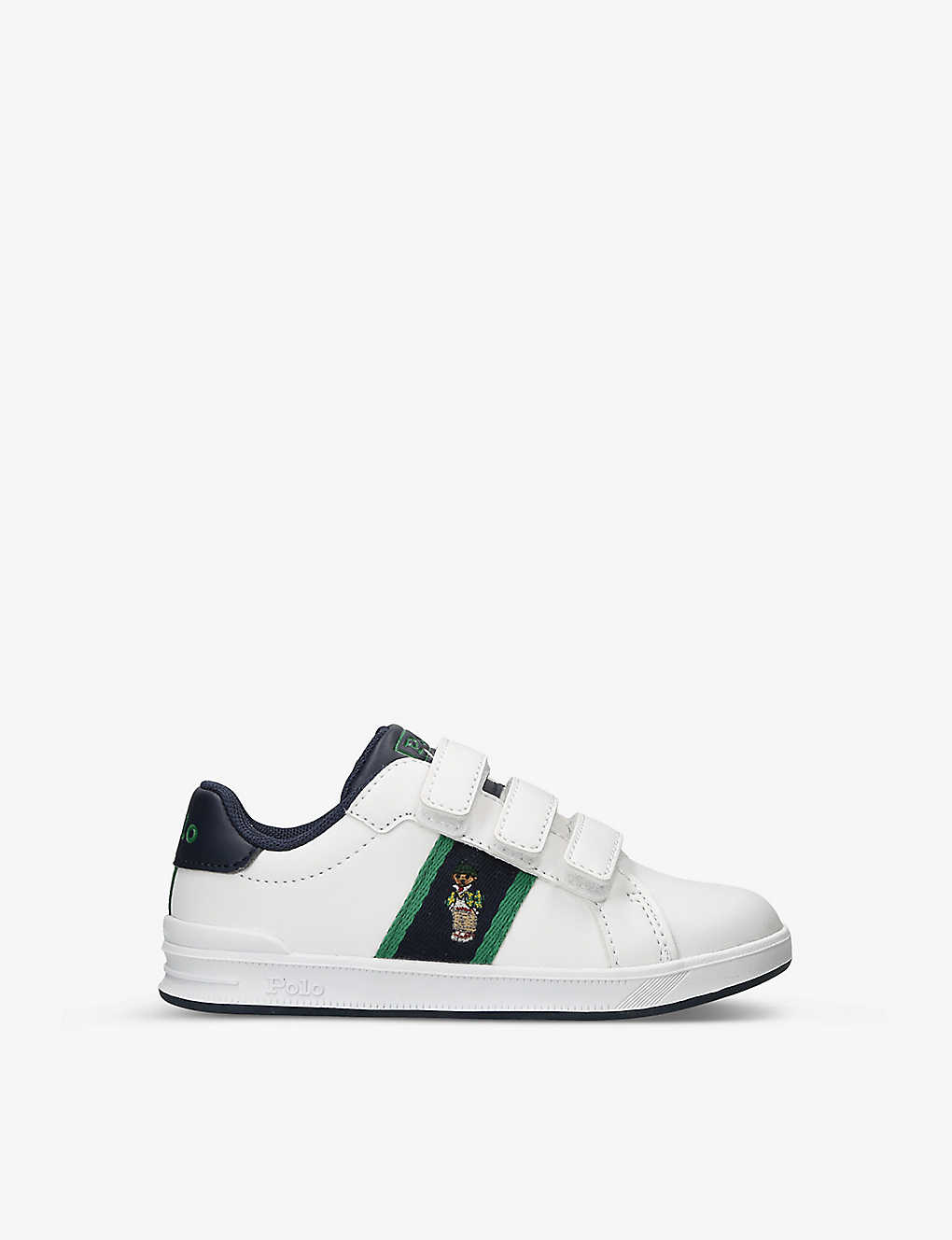 Polo Ralph Lauren Boys White/navy Kids Boys' Heritage Courts Ii Ez Polo Bear-embroidered Leather Low