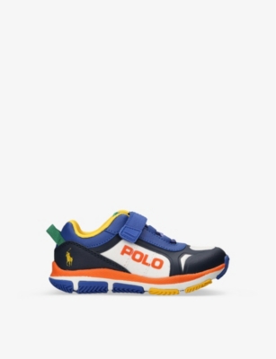 Polo Ralph Lauren Sport Tech Racer Faux-leather Low-top Trainers 6 Months-5 Years In White Navy