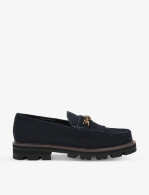 KURT GEIGER LONDON: Carnaby eagle-head embellished suede loafers