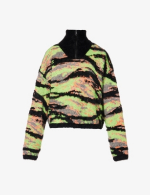 Erl Man Multicolor Knitwear In  Green Rave Camo