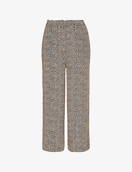 WHISTLES: Leopard-print elasticated-waist woven trousers