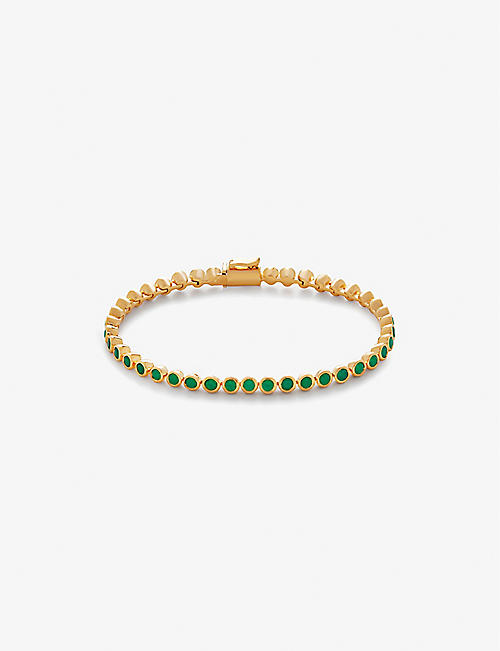 MONICA VINADER: Essential recycled 18ct yellow gold plated-vermeil recycled sterling-silver and onyx tennis bracelet