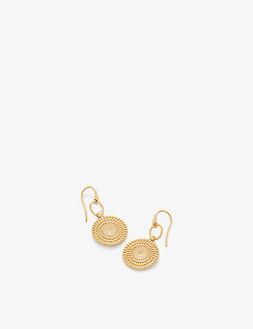 MONICA VINADER: Juno disk 18ct yellow gold-plated vermeil recycled sterling-silver earrings