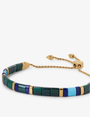 MONICA VINADER: Delphi 18ct yellow-gold vermeil plated sterling- silver and malachite stone bracelet