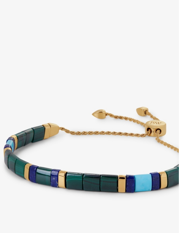 Delphi 18ct yellow-gold vermeil plated sterling- silver and malachite stone bracelet