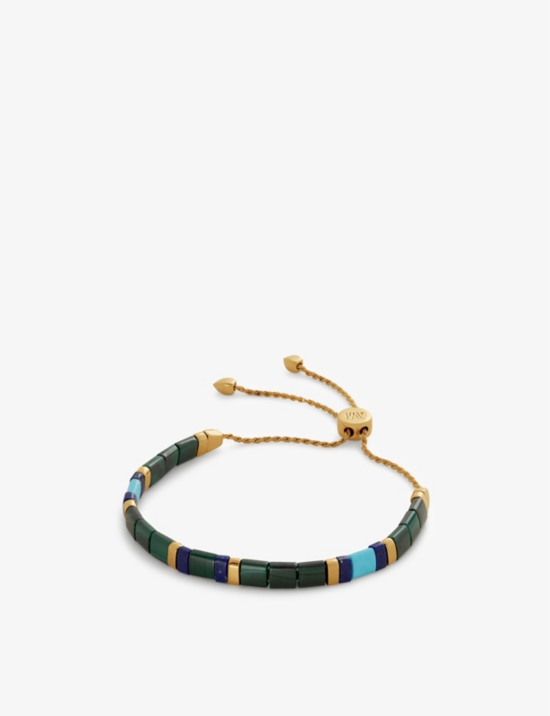 Delphi 18ct yellow-gold vermeil plated sterling- silver and malachite stone bracelet