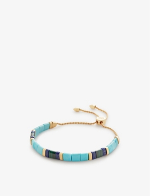 MONICA VINADER: Delphi 18ct yellow gold-plated vermeil recycled sterling-silver and  turquoise friendship bracelet