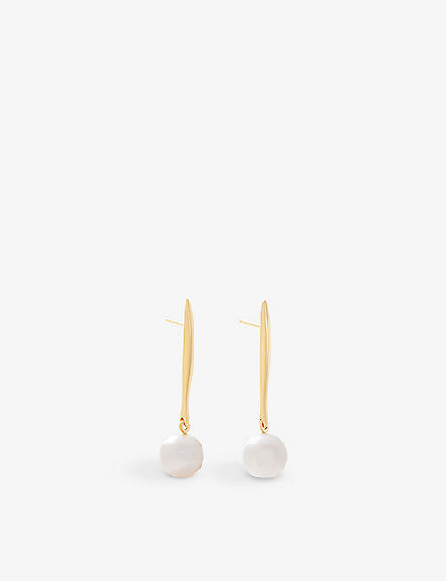 MONICA VINADER: Nura recycled 18ct yellow gold-plated vermeil sterling-silver and drop pearl earrings