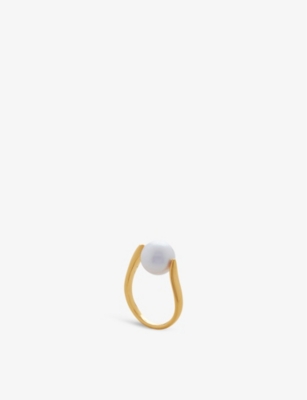 Shop Monica Vinader Womens Nura 18ct Yellow Gold-plated Vermeil Recycled Sterling-silver And Fresh-water Pearl Ring