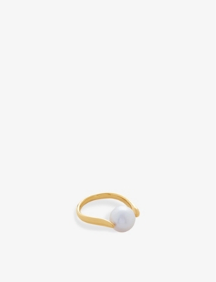 MONICA VINADER: Nura 18ct yellow gold-plated vermeil sterling-silver and fresh-water pearl ring