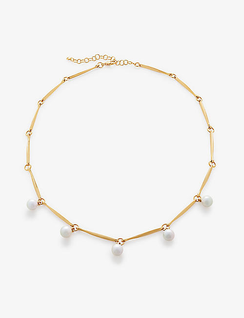 MONICA VINADER: Nura 18ct yellow gold-plated vermeil recycled sterling-silver and fresh-water pearl necklace