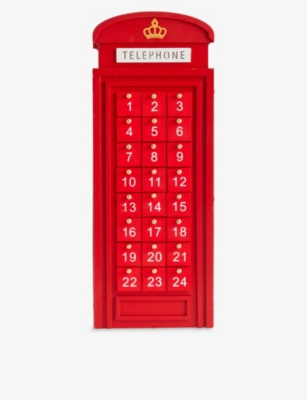 SELFRIDGES EDIT: Telephone box wooden advent calendar 50cm