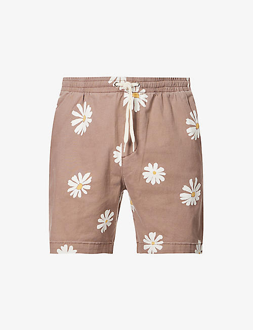 PACSUN: Daisy-embroidered stretch-cotton shorts