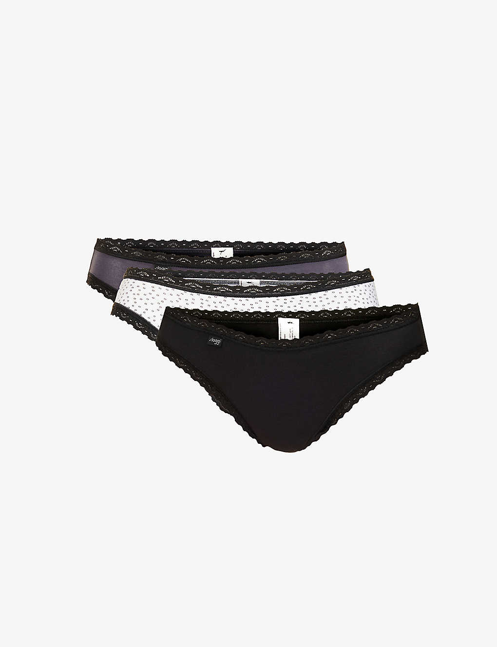 Sloggi 24/7 Weekend Mid-rise Stretch-cotton Briefs Pack Of Three In Black Combination