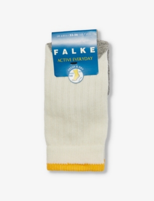 Falke Boys Off-white Kids Active Everyday Stretch-woven Blend Socks