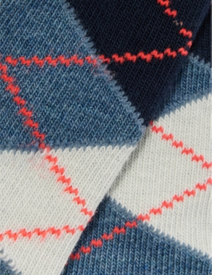 Falke Classic Argyle Stretch-cotton Blend Socks In Blue/blue