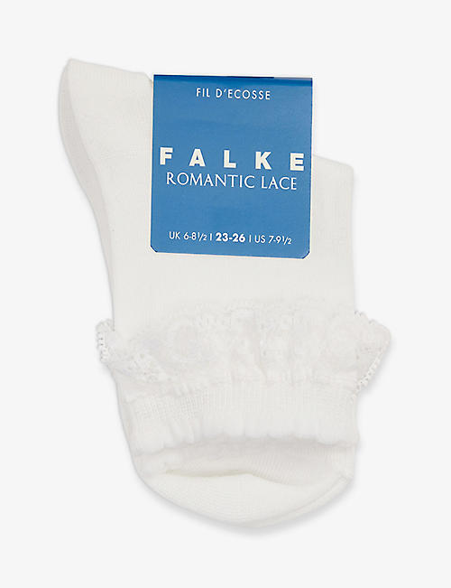 FALKE: Romantic lace-trim ankle-length cotton-blend socks 2-10 years