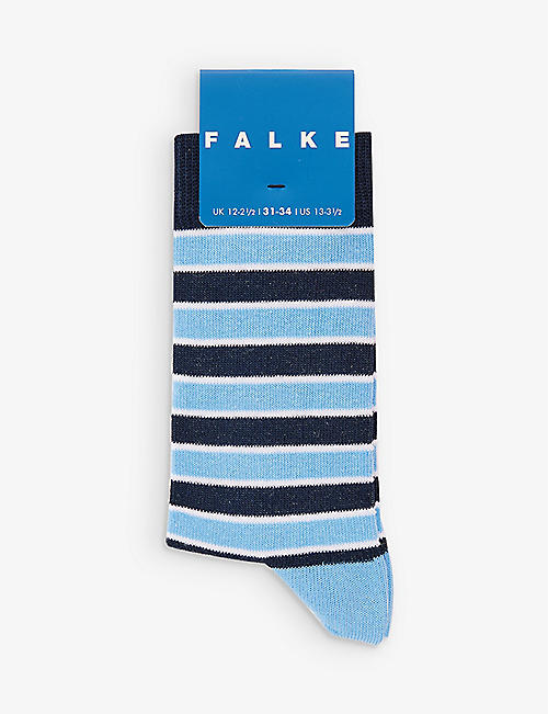 FALKE: Simple Stripes Logo-print stripe-pattern stretch-cotton blend socks