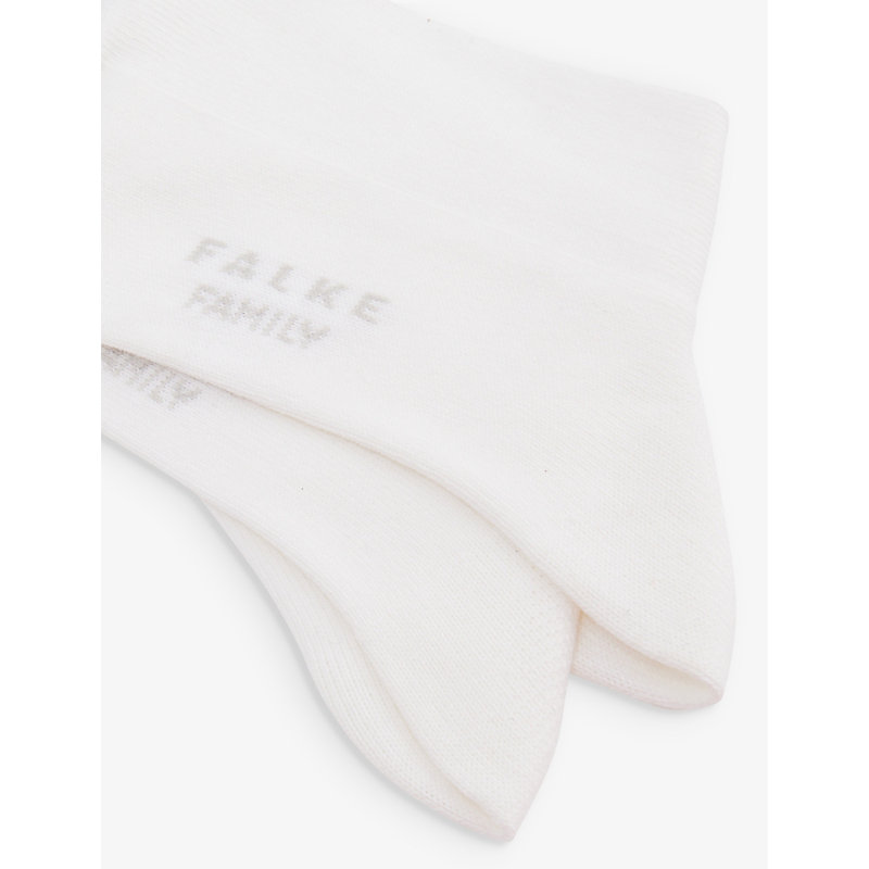 Shop Falke Boys White Kids Family So Logo-print Stretch-cotton Blend Ankle Socks 2-13 Years
