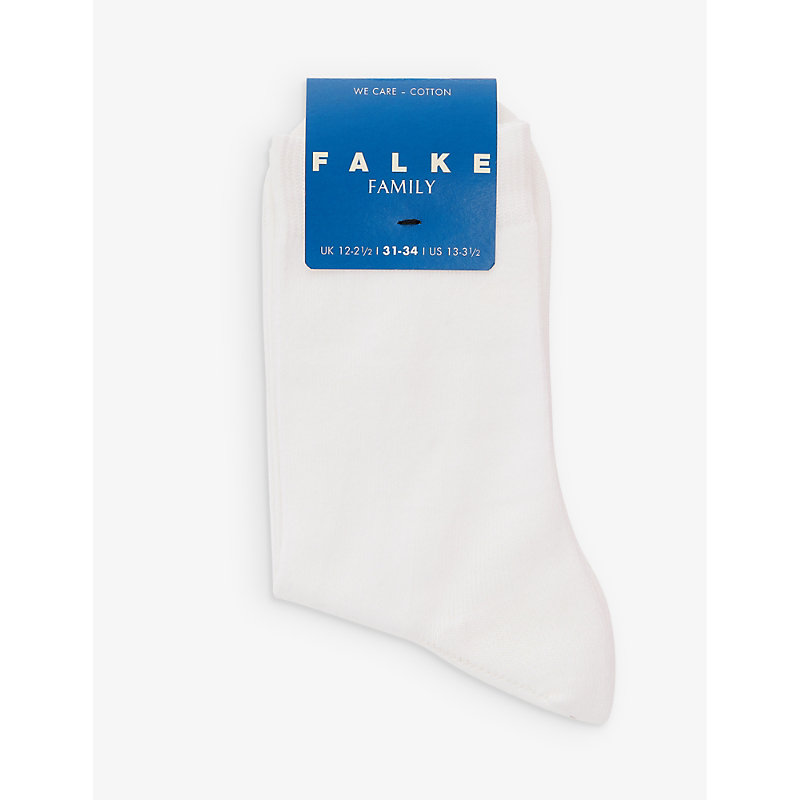 Falke Boys White Kids Family So Logo-print Stretch-cotton Blend Ankle Socks 2-13 Years